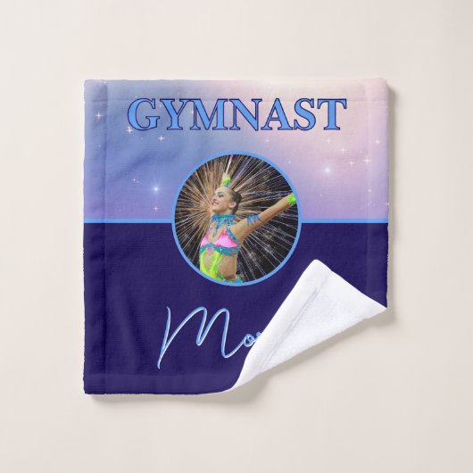 Gymnast Deep Royal Custom Foto en Naam Washandje (Wasdoekje)