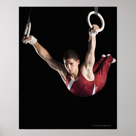 Gymnast die van ringen zwaait poster (Voorkant)