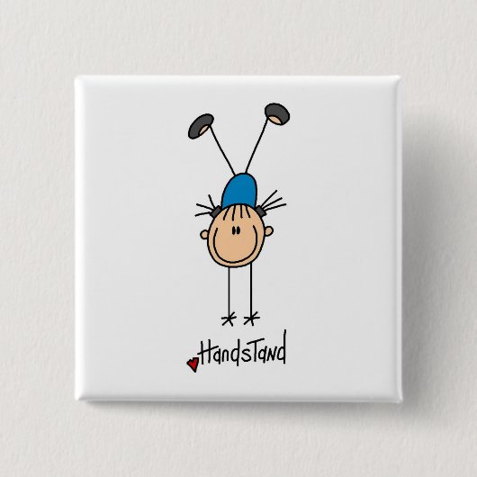Gymnast Doing Handstaties Vierkante Button 5,1 Cm (Voorkant)