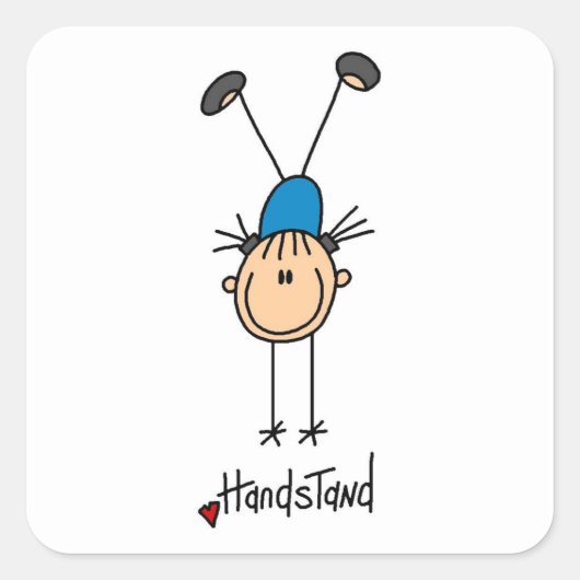 Gymnast Doing Handstaties Vierkante Sticker (Voorkant)