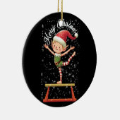 Gymnast Elf op Balans Beam Xmas Gymnastiek Chri Keramisch Ornament (Rechts)