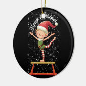 Gymnast Elf op Balans Beam Xmas Gymnastiek Chri Keramisch Ornament (Links)