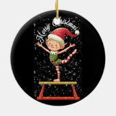 Gymnast Elf op Balans Beam Xmas Gymnastiek Chri Keramisch Ornament (Achterkant)
