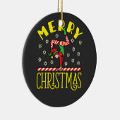 Gymnast Elf over Beam Gymnastics Kerstmis T-Shirt Keramisch Ornament (Rechts)