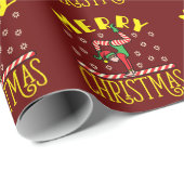 Gymnast Elf over het kerstfeest van de Beam Gymnas Cadeaupapier (Rol Hoek)