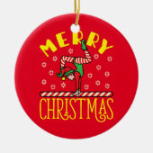 Gymnast Elf over het kerstfeest van de Beam Gymnas Keramisch Ornament (Voorkant)