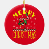 Gymnast Elf over het kerstfeest van de Beam Gymnas Keramisch Ornament (Achterkant)