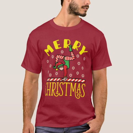 Gymnast Elf over het kerstfeest van de Beam Gymnas T-shirt (Voorkant)