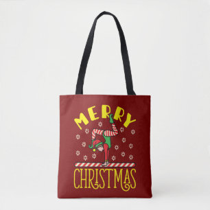 Gymnast Elf over het kerstfeest van de Beam Gymnas Tote Bag