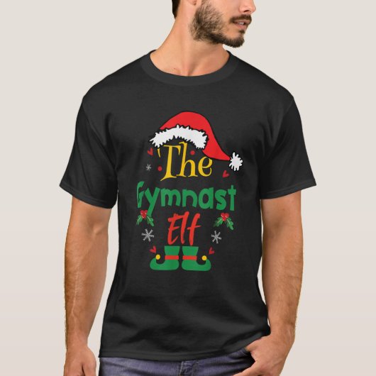 Gymnast Elf Xmas Groep Kerstmis Matching Familie R T-shirt (Voorkant)
