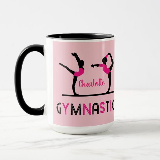 Gymnast Figures Cute Girls Gymnastics Personalized Mok (Links)