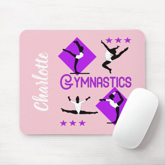 Gymnast Figures Cute Girls Gymnastics Personalized Muismat (Met muis)