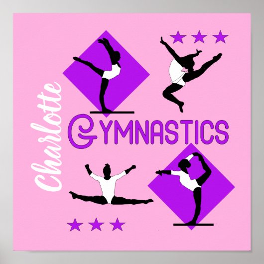Gymnast Figures Cute Girls Gymnastics Personalized Poster (Voorkant)