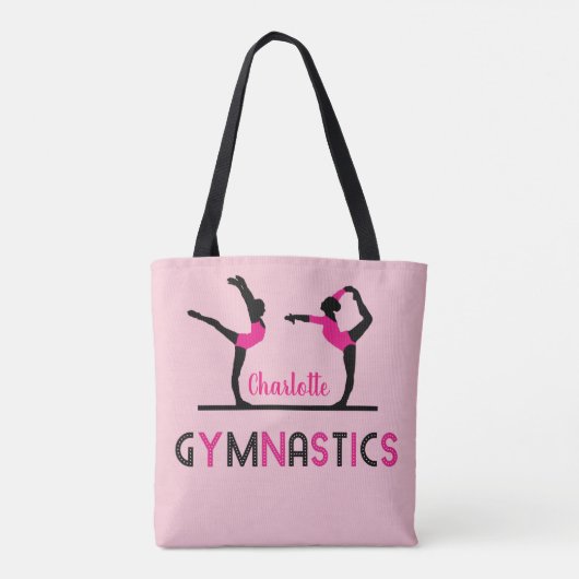 Gymnast Figures Cute Girls Gymnastics Personalized Tote Bag (Achterkant)