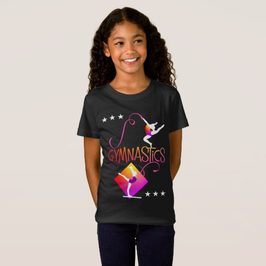Gymnast Figures Cute Girls Gymnastiek Grafisch T-shirt (Voorkant volledig)