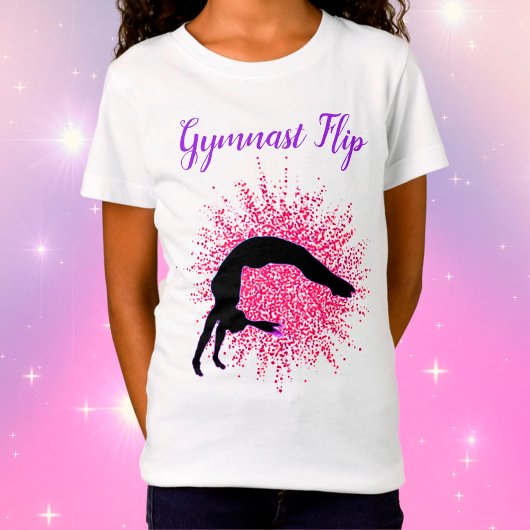 Gymnast Flip Meisjes Gymnastiek Roze en Paars T-shirt