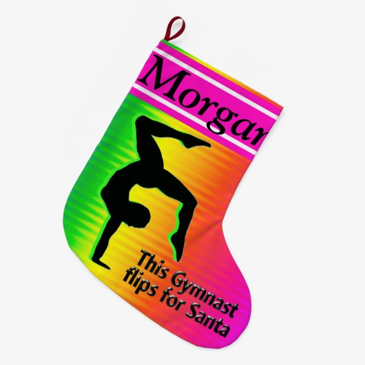 GYMNAST FLIPS VOOR SANTA CHRISTMAS STOCKING GROTE KERSTSOK (Voorkant (Hangend))