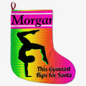 GYMNAST FLIPS VOOR SANTA CHRISTMAS STOCKING GROTE KERSTSOK (Voorkant)