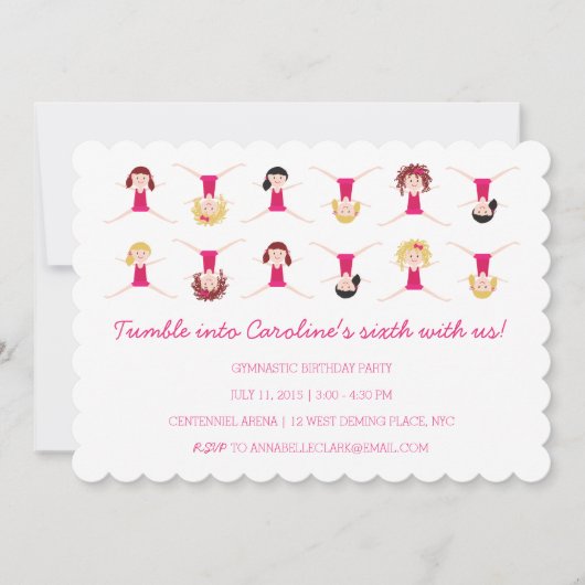 Gymnast Girls | verjaardagsuitnodiging Kaart (Voorkant)