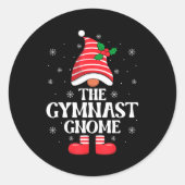Gymnast Gnome Christmas Family Matching Group Funn Ronde Sticker (Voorkant)