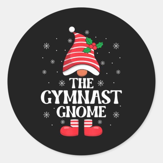 Gymnast Gnome Christmas Family Matching Group Funn Ronde Sticker (Voorkant)
