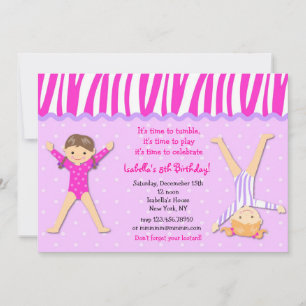 Gymnast Gymnastic Birthday Party Invitations Kaart