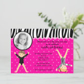 Gymnast Gymnastic Birthday Party Invitations Kaart (Staand voorkant)