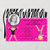 Gymnast Gymnastic Birthday Party Invitations Kaart (Voorkant / Achterkant)