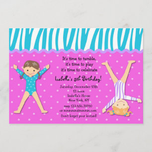 Gymnast Gymnastic Birthday Party Invitations Kaart