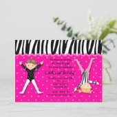 Gymnast Gymnastic Birthday Party Invitations Kaart (Staand voorkant)