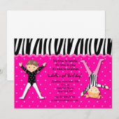 Gymnast Gymnastic Birthday Party Invitations Kaart (Voorkant / Achterkant)