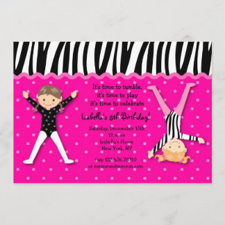Gymnast Gymnastic Birthday Party Invitations Kaart