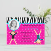 Gymnast Gymnastic Birthday Party Invitations Kaart (Staand voorkant)