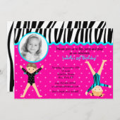 Gymnast Gymnastic Birthday Party Invitations Kaart (Voorkant / Achterkant)
