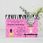 Gymnast Gymnastics Birthday Invitations Kaart (Staand voorkant)