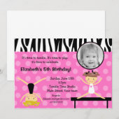 Gymnast Gymnastics Birthday Invitations Kaart (Voorkant / Achterkant)