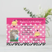 Gymnast Gymnastics Birthday Party Invitation Zebra Kaart (Staand voorkant)