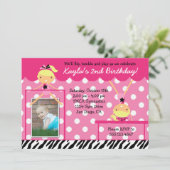 Gymnast Gymnastics Birthday Party Invitation Zebra Kaart (Staand voorkant)