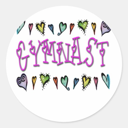 Gymnast harten ronde sticker (Voorkant)