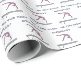 Gymnast in de zone balansbalk gymnastiek cadeaupapier