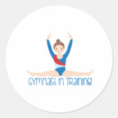 Gymnast in opleiding ronde sticker (Voorkant)