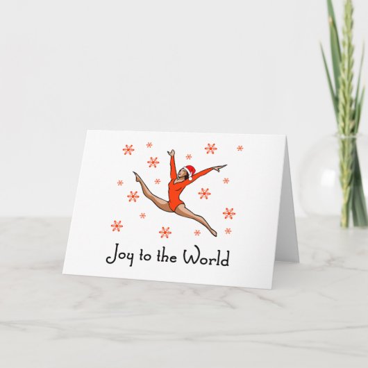Gymnast Joy to the World Feestdagen Kaart (Voorkant)