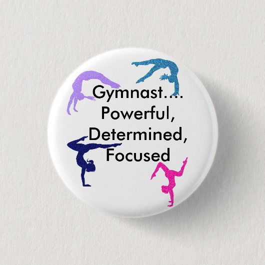 Gymnast... Krachtig, bepaald, geconcentreerd Ronde Button 3,2 Cm (Voorkant)
