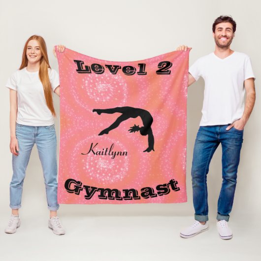 Gymnast Level Fleece Blanket met haar Niveau # & N Deken (In situ)
