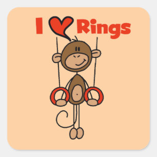 Gymnast Loves Rings Vierkante Sticker
