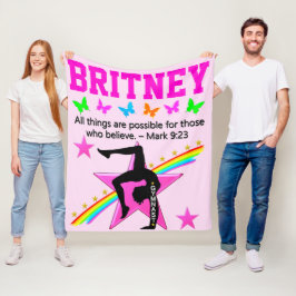 GYMNAST MEISJE DROMEN PERSONALISEREN FLEECE DEKEN