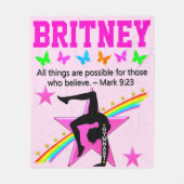 GYMNAST MEISJE DROMEN PERSONALISEREN FLEECE DEKEN (Voorkant)