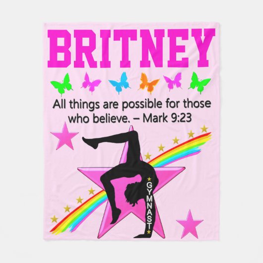 GYMNAST MEISJE DROMEN PERSONALISEREN FLEECE DEKEN (Voorkant)