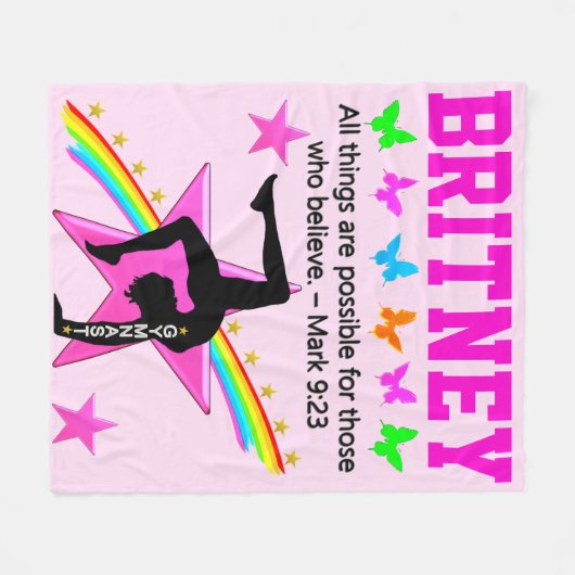 GYMNAST MEISJE DROMEN PERSONALISEREN FLEECE DEKEN (Voorkant (Horizontaal))