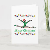 Gymnast Merry-kerstverlichting Feestdagen Kaart (Voorkant)